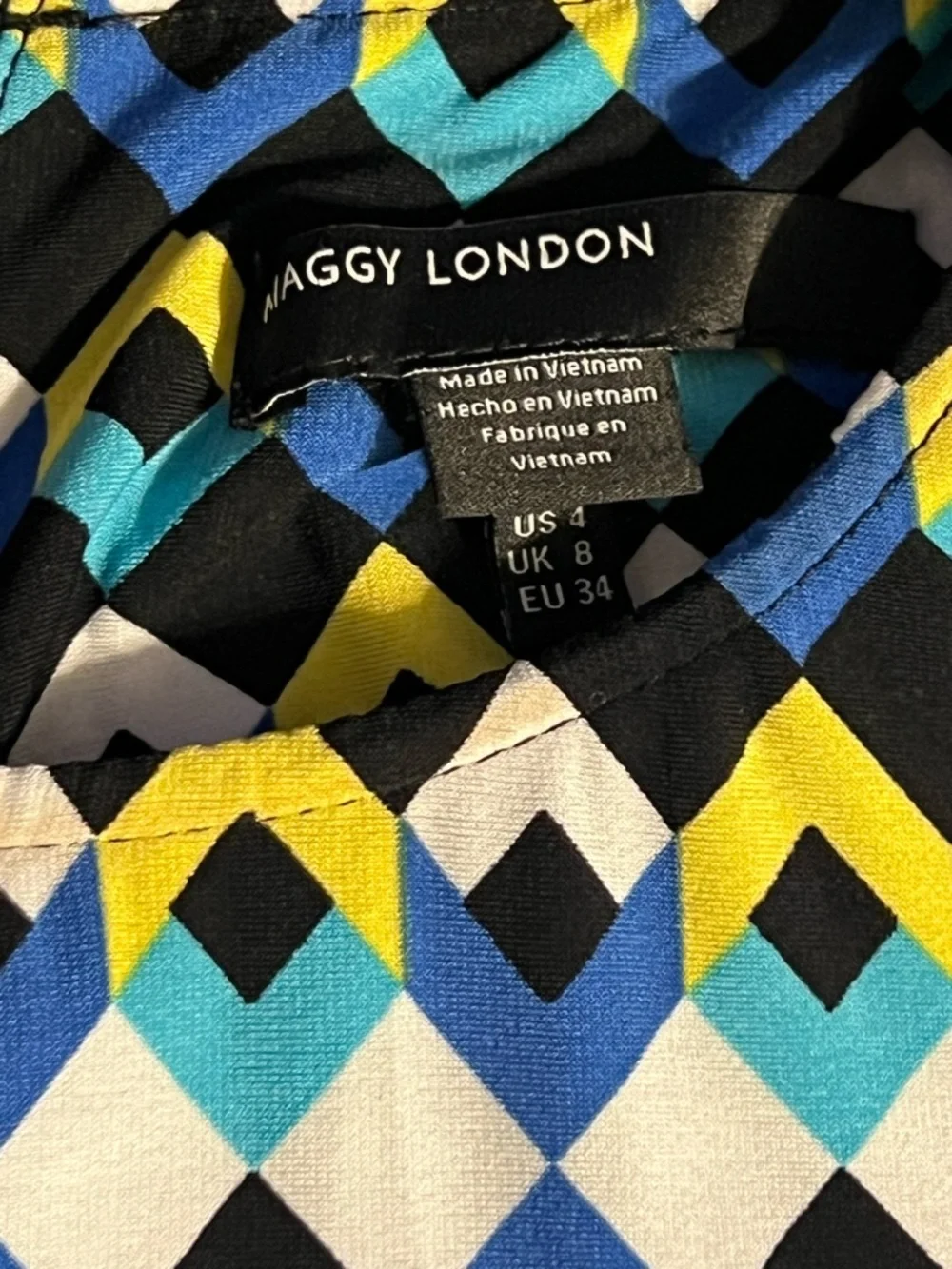 Maggy London Blue Multi Geometric Shift Dress - Picture 4 of 8